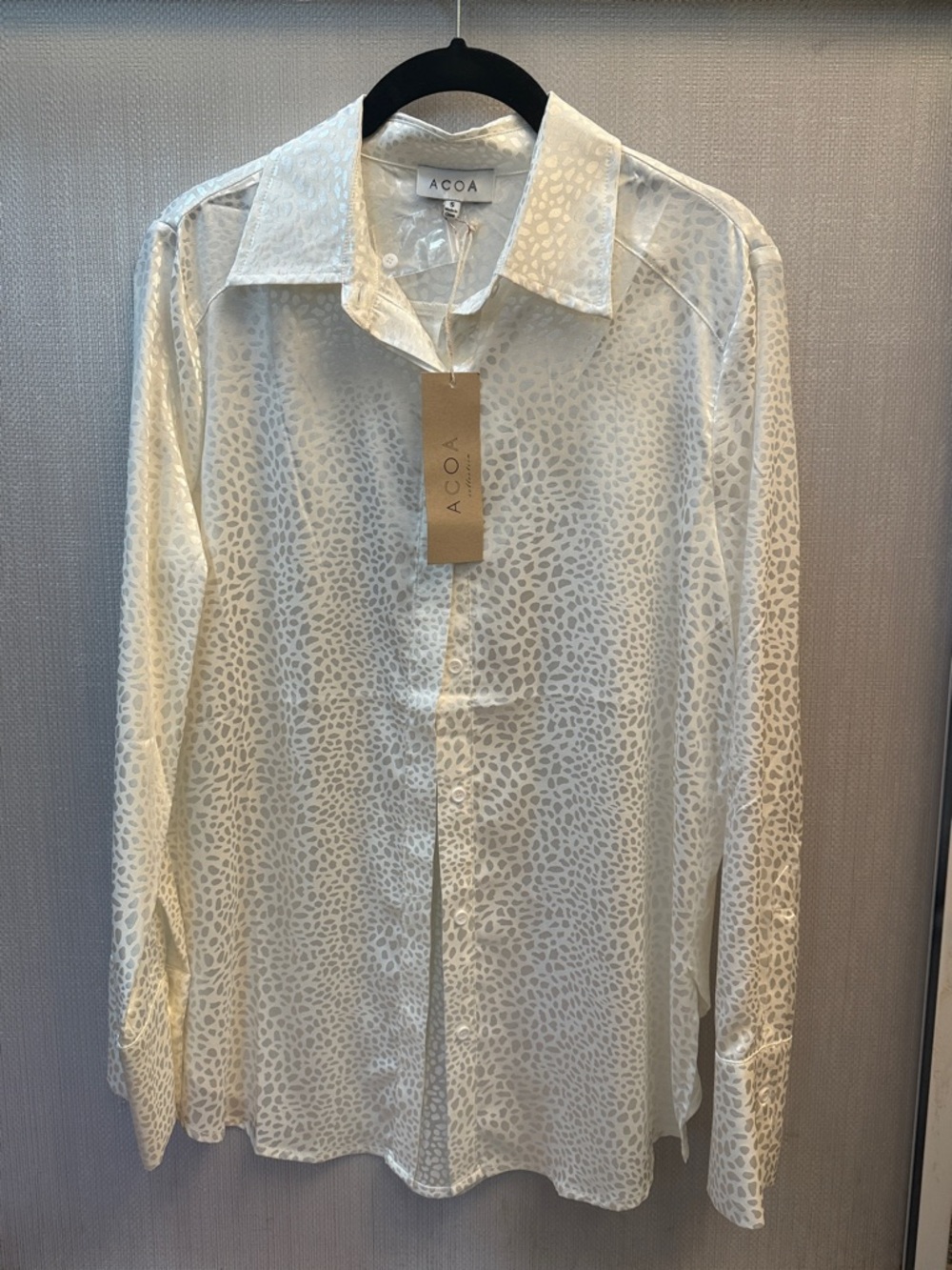 Urban Outfitters Ivory Sheer Leopard-Print Button-Down Shirt